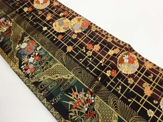 JAPANESE KIMONO / NAGOYA OBI / WOVEN CLASSICAL SCENERY 